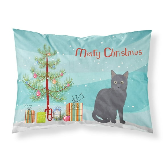 Nebelung Cat Merry Christmas Fabric Standard Pillowcase