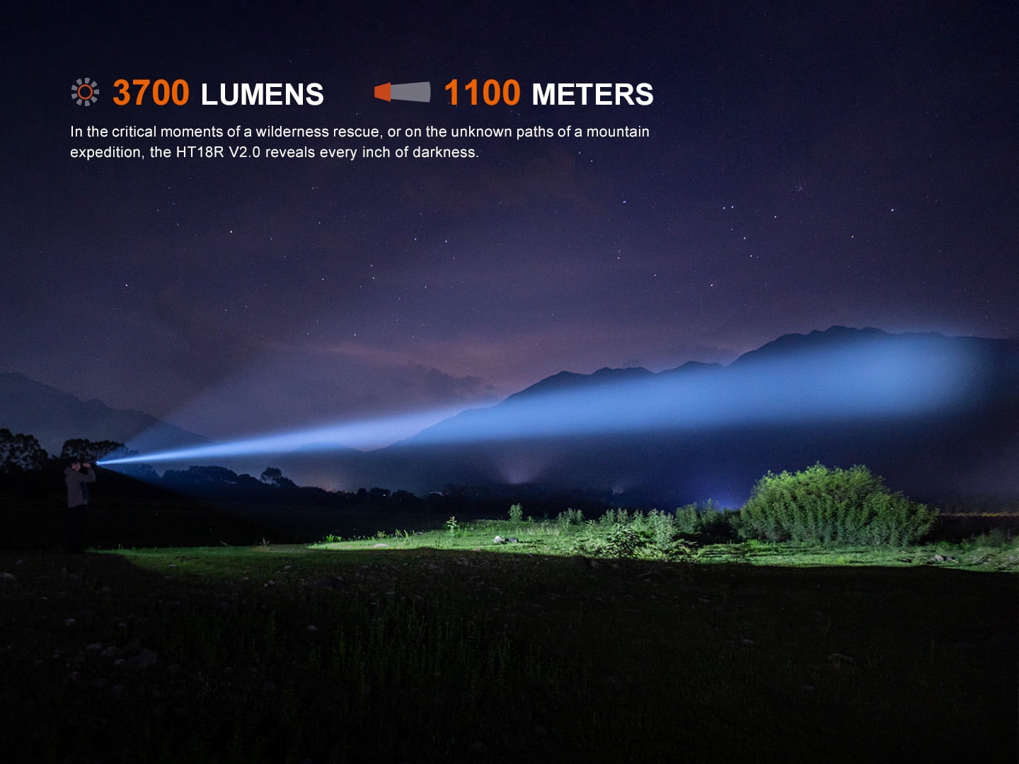Fenix HT18R V2.0 3700 Lumen Long Range Rechargeable Tactical Flashlight + LumenTac Organizer