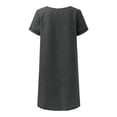 thumbnail image 4 of Dresses for Women Women's Solid Denim Midi Dress V Neck Short Sleeve Lightweight Casual Summer Outfit Soft Stretchy Comfortable Daily Wear Mini Black L, 4 of 5
