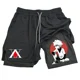 thumbnail image 1 of Pantalones cortos para correr 2 en 1 para hombre con bolsillos para teléfono, toalla con lazo, estampado de anime, pantalones cortos de compresión atléticos ligeros para entrenamiento en gimnasio, 1 of 4