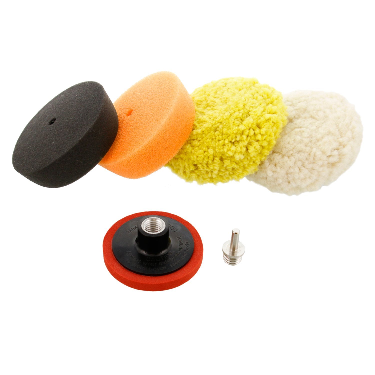 TCP Global 3' Mini Buffing and Polishing Pad Kit with 4 Pads, Backing