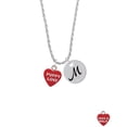 thumbnail image 2 of Delight Jewelry Acrylic Red "Puppy Love / Take a Walk" Heart Silvertone Script Initial Disc - M - Charm Necklace, 20"+3", 2 of 4