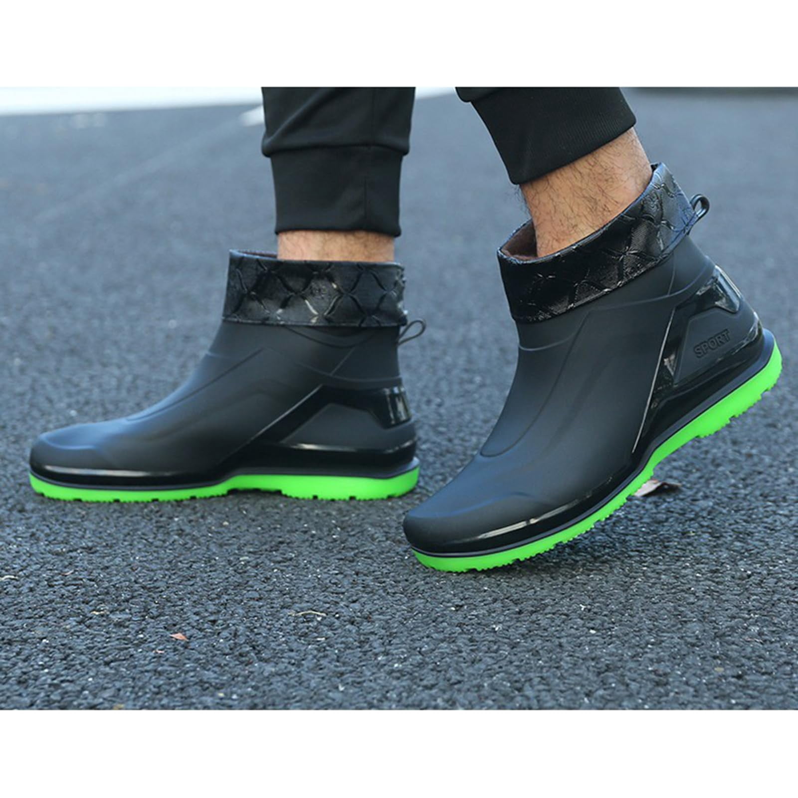 AUXDIQ Rain Boots Men Short Ankle Waterproof Rain Shoes Outdoor Garden Shoes