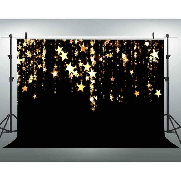 shiyou-7x5FT Golden Stars Black Backdrop Baby Shower Birthday Photography Background Props Studio Photo Banner