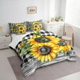 thumbnail image 3 of Homewish Retro Flowers Sunflowers 7-Piece Twin Bedding Sets For Teens Female Girls,Geometric Plaid Bedding Comforter Set,Chic Floral Blossoms Breathable Sheet Sets,Lightweight Room Decor,Reversible, 3 of 8