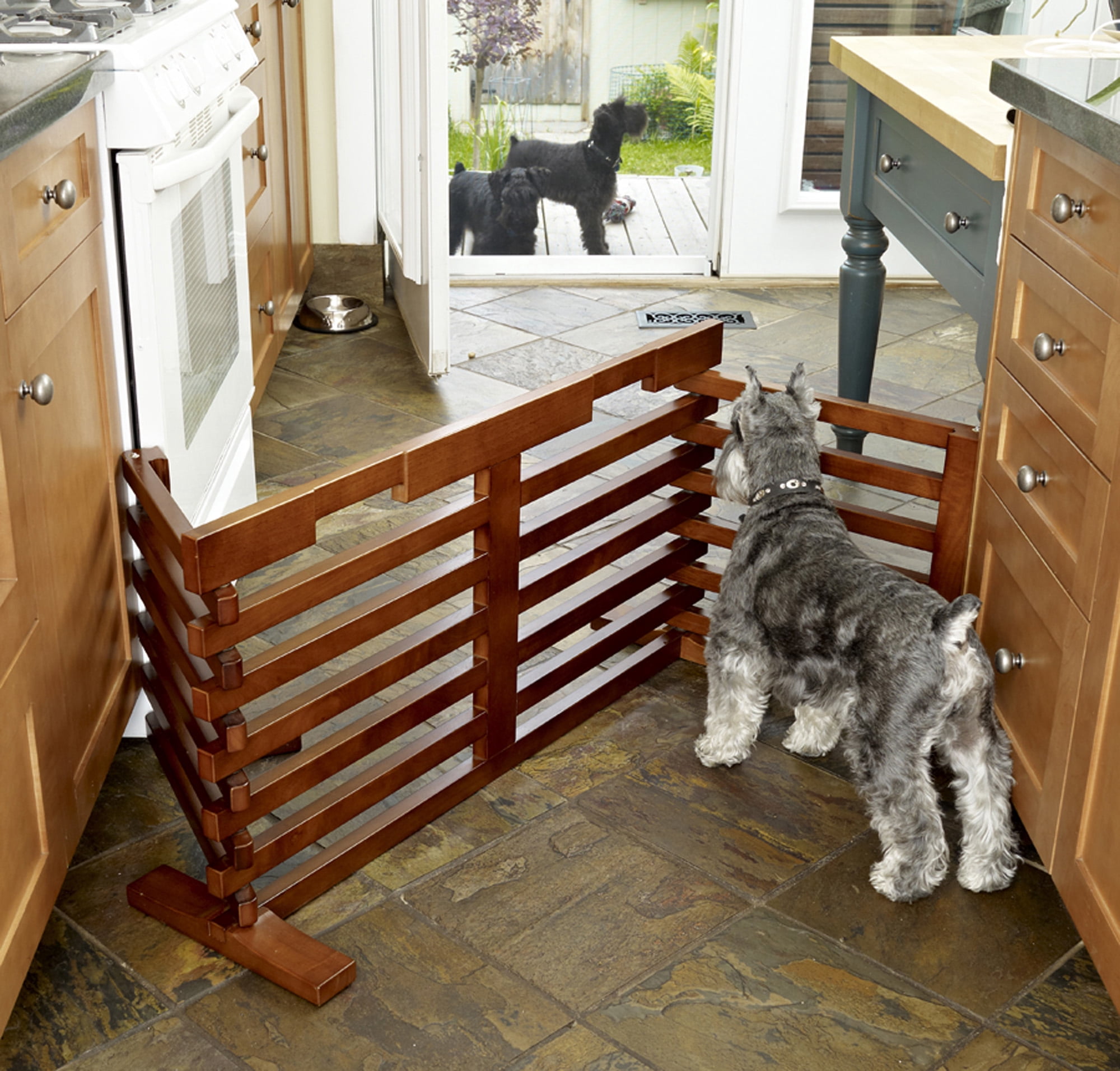 Contemporary Home Living 29.75" Mahogany Brown Unique High Gate-N-Crate Rectangular Folding Pet Gate