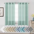 thumbnail image 1 of Cortinas de lino Paneles de cortina de mezcla de lino natural para sala de estar/cortinas transparentes de lino que reducen la luz 84 pulgadas de largo Juego de 2 paneles Paneles de ventana con ojales de níquel, NaturalSea Mist52 W x 54 L, 1 of 5