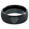 thumbnail image 2 of Tungsten Bear Paw Heart Shaped Emoji Band Ring 8mm Men Women Comfort Fit Black Dome Brushed Polished, 2 of 4