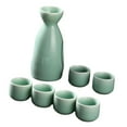 thumbnail image 4 of Juego de sake japonés, regalo de bebida de sake, decoración con 6 tazas, juego de tazas de sake artesanales Verde, 4 of 9