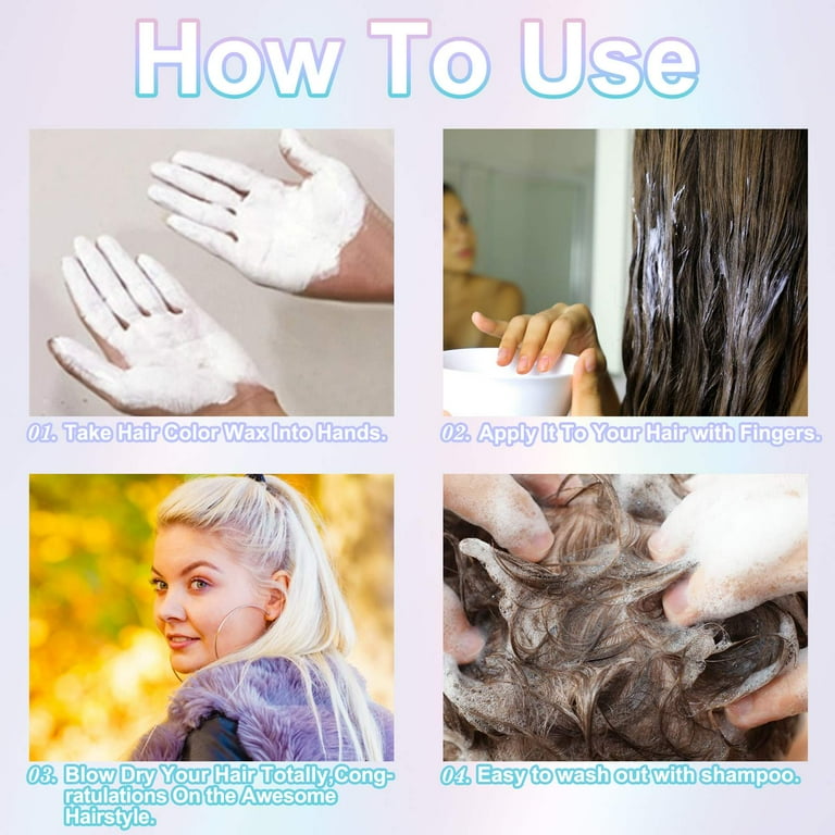 3-Piece Set ikzee Coloring Hair Wax (Gray + Black + White), Hair