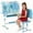 Blue #1, variant on YNCE Talent Star Kids Desk and Chair Set,Adjustable Girls School Writing Study Table,Ergonomic Desk Chair with Large Writing Board Pull Out Drawer Book Stand