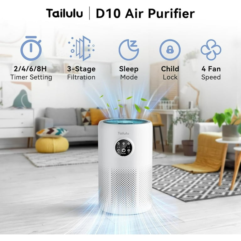 Air Purifiers for Home Pets Large Room Up to 1360 Sq Ft Tailulu D10 HEPA Air Purifier for Bedroom with Sleep Mode Air Filter Cleaner for Pet Dander Smoke Odor Dust Pollen