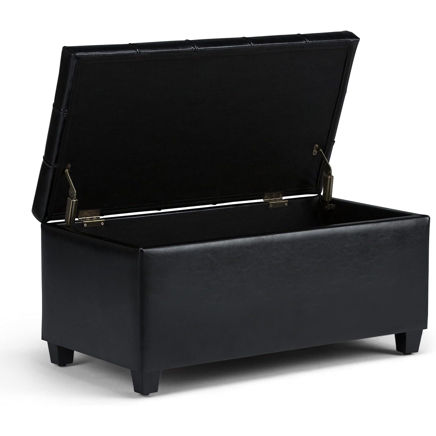 Storage Ottoman Bench - Rectangular Tufted Ottoman with Hidden Storage - Vegan Leather - 33.3" W x 17.5" D x 17.1" H