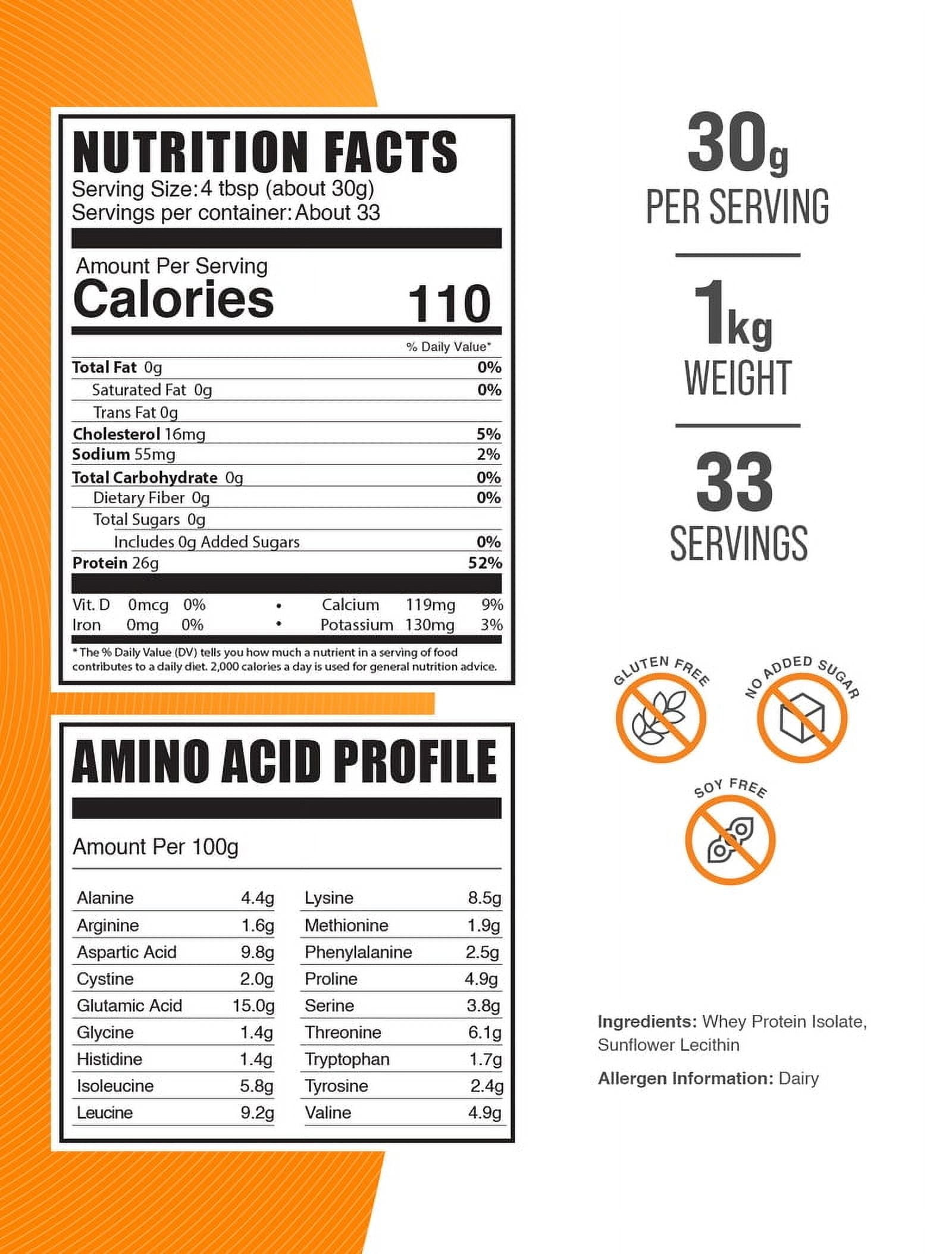 BulkSupplements Hydrolyzed Whey Protein Isolate Powder - Whey Protein Supplement, with BCAAs - Unflavored, 30g per Serving, 1kg (2.2 lbs)