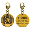 thumbnail image 3 of Didog Personalized Dog Tags 3D French Bulldog Custom Dog Name ID Collar Tag Gold Round, 3 of 6