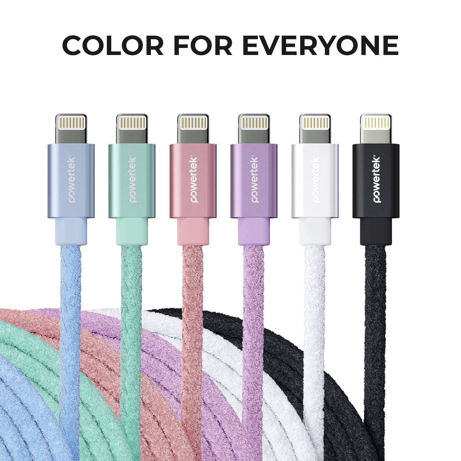 Liquipel Powertek Pastel Velvet USB-A to Lightning - White