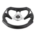 thumbnail image 3 of Volante universal de aluminio de 13 pulgadas y 320 mm para coche, de piel sintética, para carreras deportivas, color plateado, 3 of 13