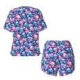 thumbnail image 5 of Lsque Blue Flower Skull Women's Short-Sleeved Pajama Set - 2 Piece Soft and Lightweight Sleepwear Set-Small, 5 of 9