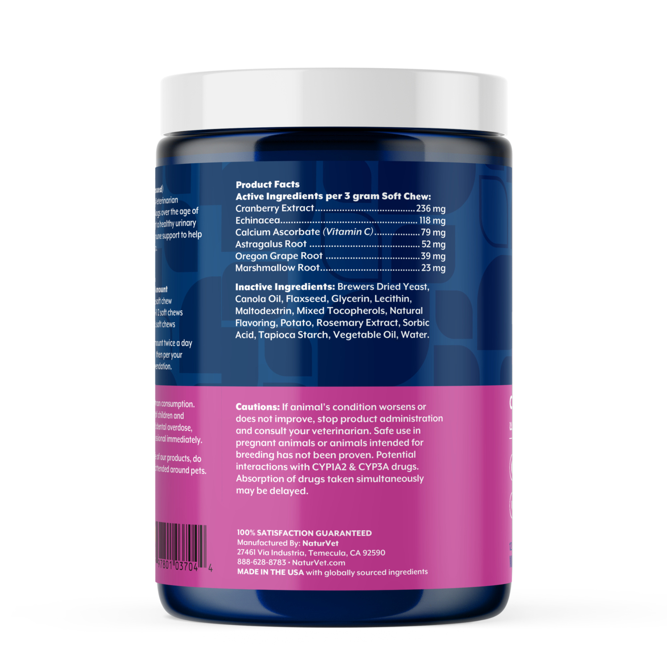 NaturVet Cranberry Relief Urinary Care Supplements for Dogs, Bacon & Chicken Flavor, 120 Count