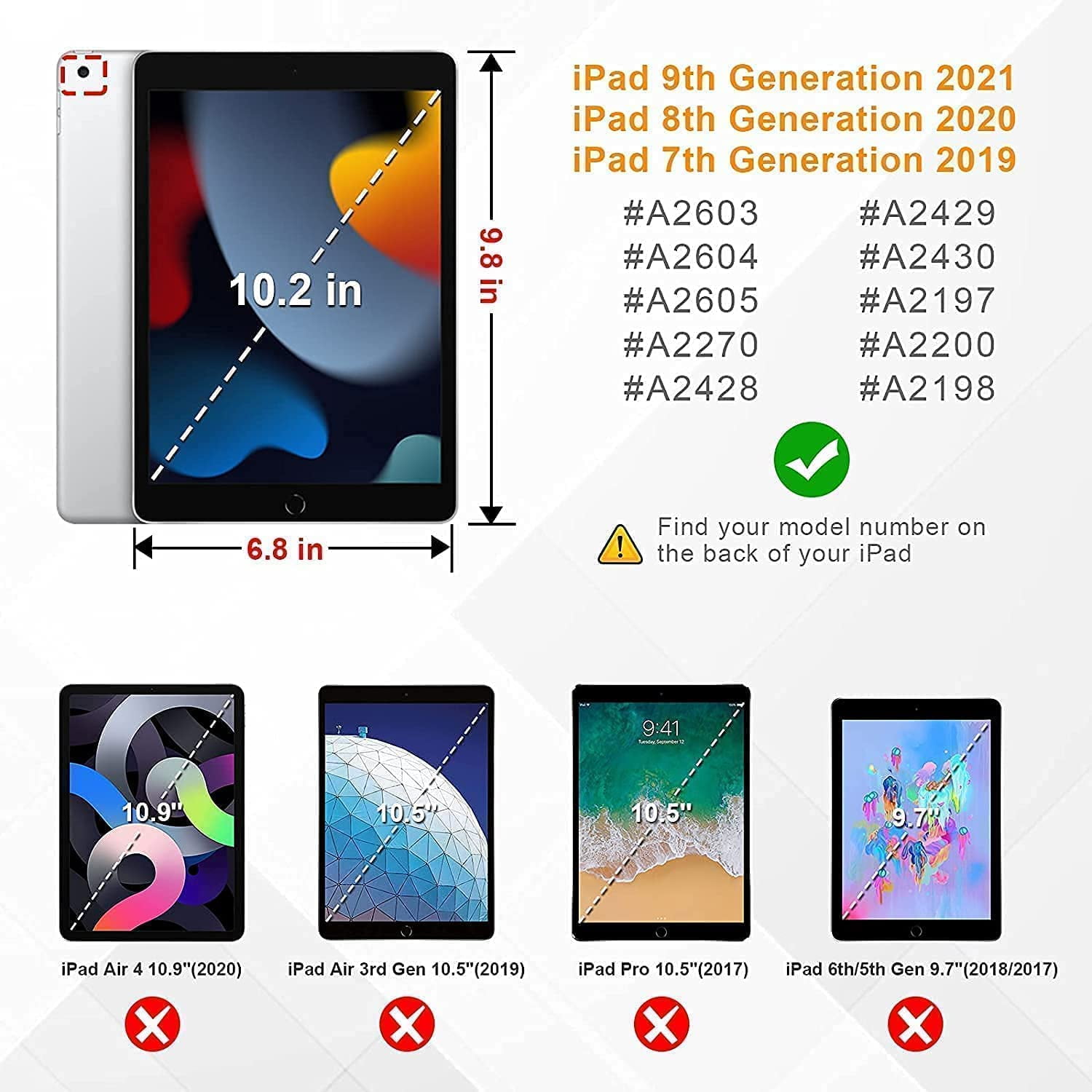 SUPNICE iPad 9th/8th/7th Generation Case, iPad 10.2 Case,Shockproof 360 Rotating Stand Hand Strap Pencil Holder Kids Case for iPad 10.2 inch 2021/2020/2019 - Rainbow