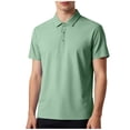 thumbnail image 3 of Summer T Shirts for Men Plus Size Big & Tall Casual Loose Solid Color Button-up V-Neck Turndown Collar Short Sleeve Tops Lougnewear for Mens M-5XL under $7, 3 of 7