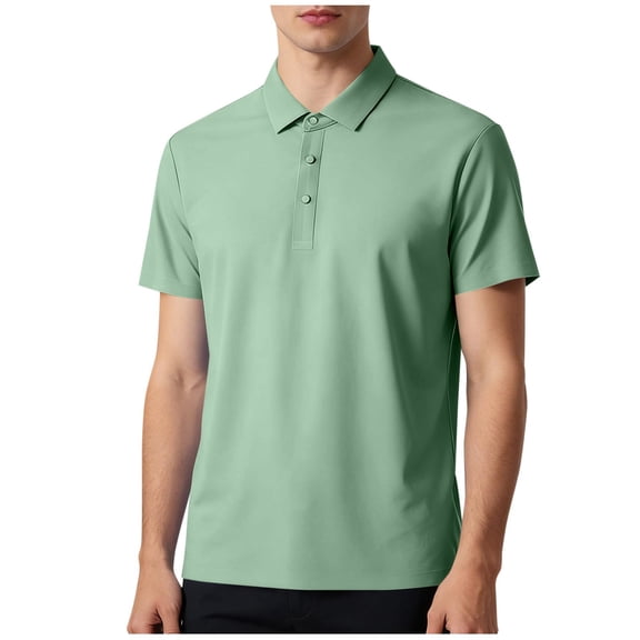 Cmfcve Plus Size Golf Shirt for Men Quick Dry Short Sleeve Collar Shirts Stylish Solid Casual Summer Tops