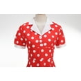 thumbnail image 4 of WHLBF Dress for Women Polka Dot Short Sleeve Stand Collar Tiered Hem Maxi Dress with Sash Red L, 4 of 5