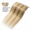 thumbnail image 4 of Benehair Clip In 100% Remy Real Hair Extensions Thick One Piece Hair Extensions Weft 3/4 Full Head Straight Hair Highlight Blonde Soft, 4 of 13