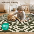 thumbnail image 4 of ODIKA 4'x6' Olive Green Geometric Elegance Washable Area Rug Intricate Bordered Design with Modern Flair Pet Friendly, Non-Shedding for Bedroom, Reading Nook, 4 of 7