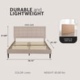 thumbnail image 2 of DeCoro Mornington Upholstered 2.0 Platform Bed w/ Metal Frame, Linen, King, 2 of 10