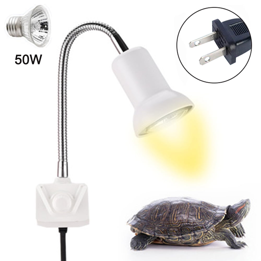 HANJION Reptile Lamp Holder,360-degree Rotating Adjustable Clamp Lamp Fixture Heat Lamps Holder Stand for Pet Habitat UVA UVB Heat Light Bulbs/Lamps 1 Pack 