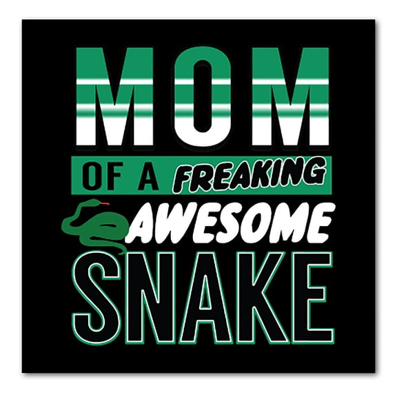 DistinctInk Custom Bumper Sticker - 3" x 3" Decorative Decal - Black Background - Mom of a Freaking Awesome Snake