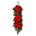 thumbnail image 2 of Christmas Poinsettia Teardrop Swag – Artificial Magnolia Leaf Hanging Door Decoration – Farmhouse Xmas Winter Wreath for Door Window Wall Home Decor, 2 of 8