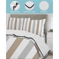 thumbnail image 4 of Quilts Twin XL Size, Brown Grey Stripe Soft Comforter Bedding Set for Bed, Modern Farmhouse Vertical Striped Lightweight Quilted Bedspread with Pillow Cover(2 Pieces) for All Season, 68x98 Inch, 4 of 6