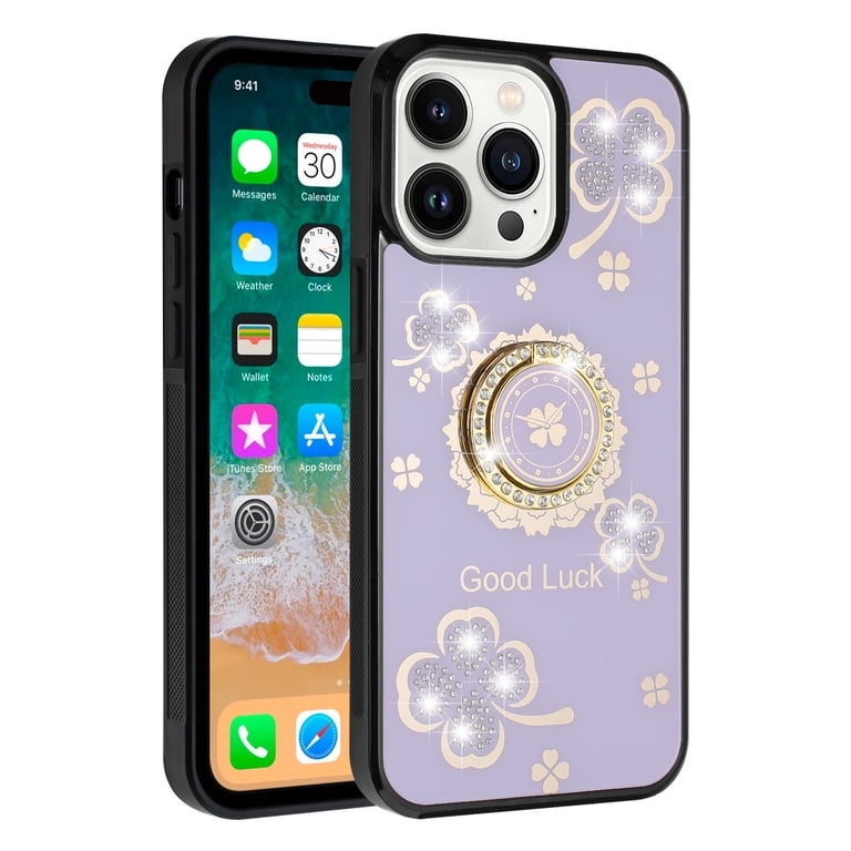 For iPhone 15 Case Rhinestone Bling Decor Glitter Phone Cover + 2 Tempered Glass For iPhone 15 Case Rhinestone Bling Decor Glitter Phone Cover + 2 Tempered Glass
