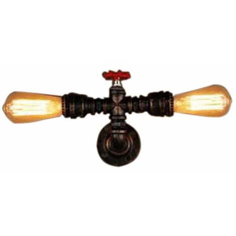Apliques de pared de Tubería de agua industrial NQ Hierro metálico con cabezal doble Estilo retro americano