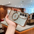 thumbnail image 3 of for Samsung Galaxy S25 Phone Case,Compatible with Magsafe,Magnetic Plating Glitter Gradient Cute Heart Clear Case,Camera Protection for Samsung Galaxy S25,Golden, 3 of 6