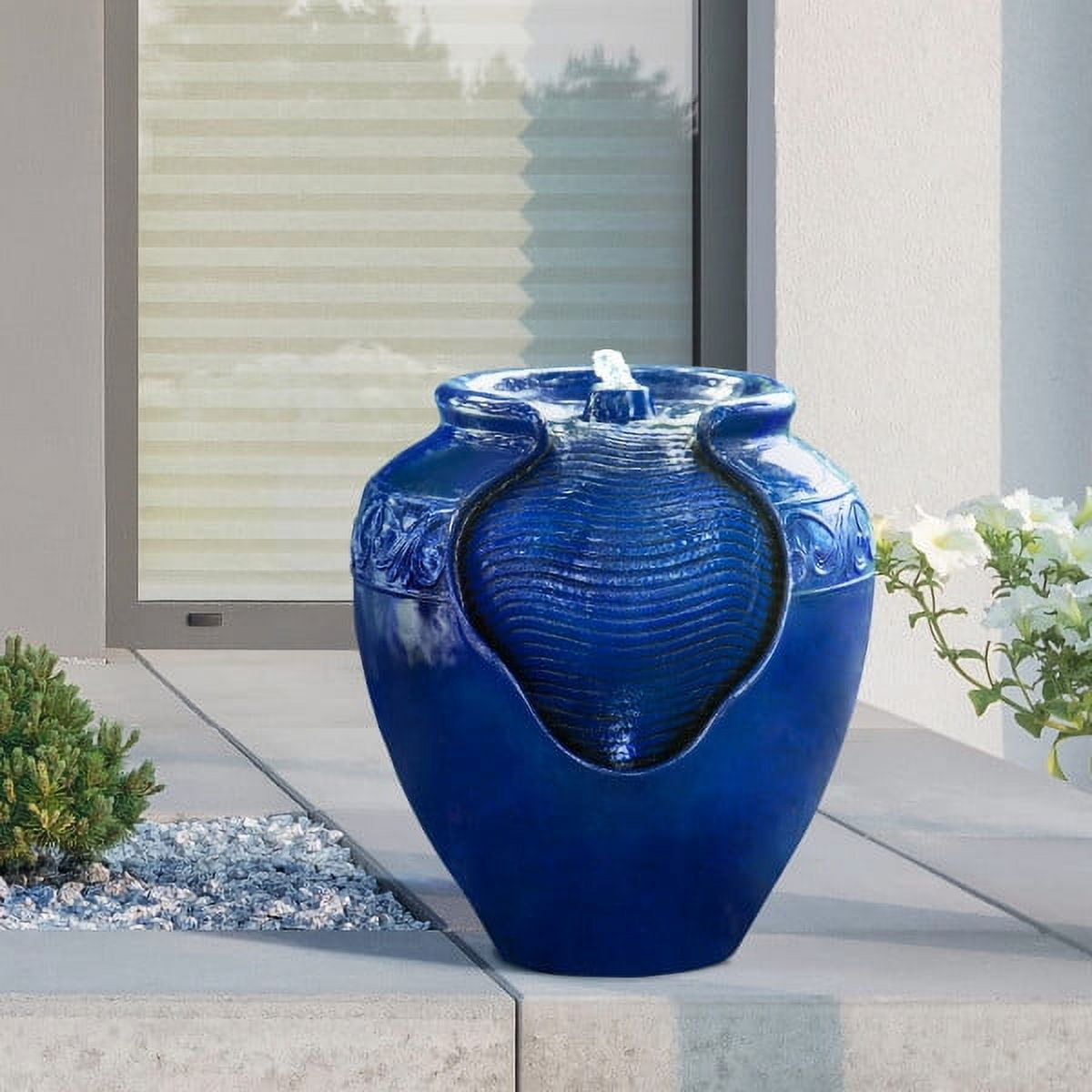 Teamson Home 16.93" Outdoor Glazed Pot Water Fountain