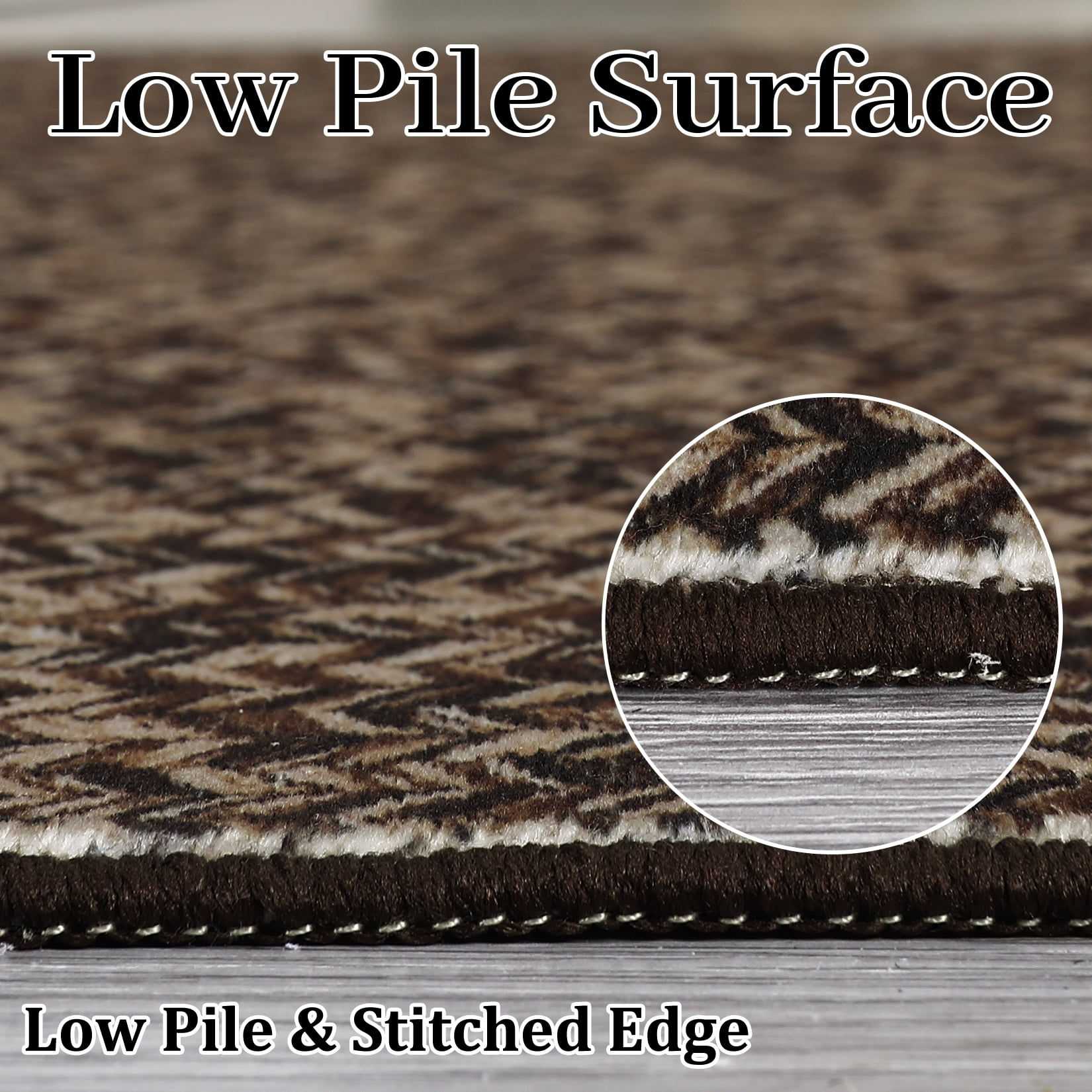 Tzou Braid Print Area Rug, Non-Slip Low Pile Washable Carpet for Living Room, Bedroom, Office