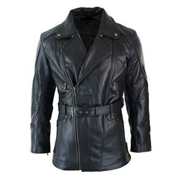 Long Trench Coat Men Black Trench Coat Mens Leather Long Trench Coat Mens Long Coat For Winter Black Long Leather Coat Men Long Black Coat size XL