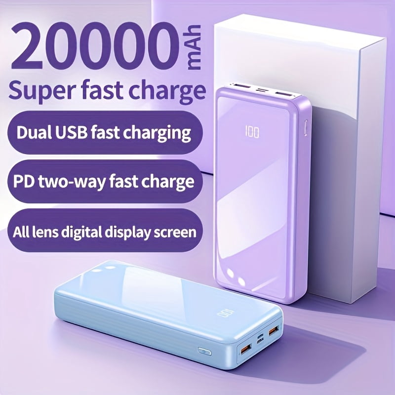 20000Mah PD 22.5W Super Fast Charging Power Bank, Portable Charger with LED Power Display, Outdoor Emergency Backup Battery Pack, Usb/Type-C/Micro Interfaces, Suitable for Iphone, Android