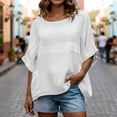 thumbnail image 2 of LangJing Oversized Cotton Linen Tops for Women 3/4 Sleeve Round Neck Summer Boho Shirts Loose Fit Dressy Casual Tunic Blouse with Pockets White,XL, 2 of 7