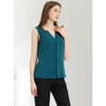 thumbnail image 4 of DARING DIVA Sleeveless Blouse Top Office Work Shirt M Peacock Blue, 4 of 5