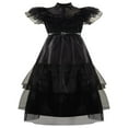 thumbnail image 1 of Robes Cosplay pour Femmes Manches Volantes Col en Maille Couleur Unie Robe de Soirée Ceinture en Cuir, 1 of 6
