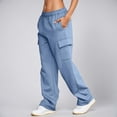 thumbnail image 5 of Cargo Sweatpants for Women 2026 Fall Winter Elastic High Waist Wide Straight Leg Casual Loose Sweat Pants with Pockets, 5 of 8