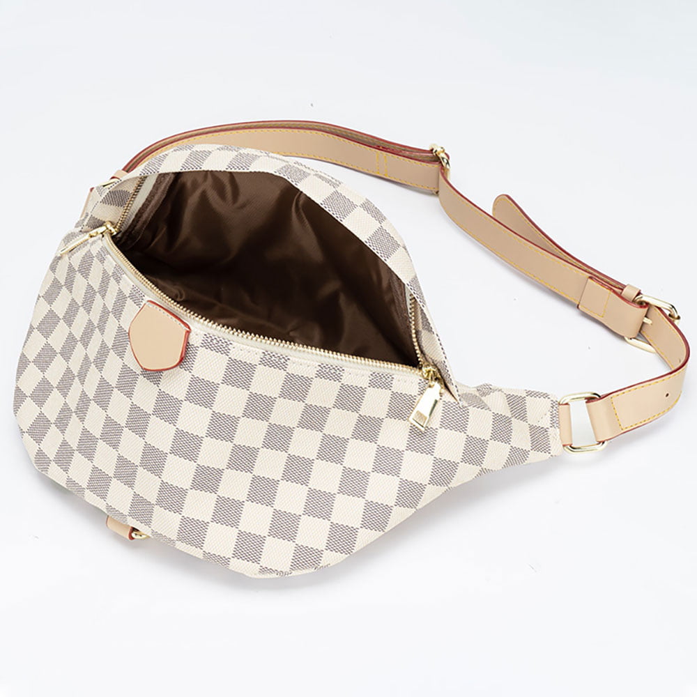 LUXUR Fashion Men Women Bags Belt Bag Checkered Packs Crossbody