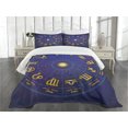thumbnail image 3 of Ambesonne Astrology Quilted Bedspread Set 3 Pcs, Horoscope Birth Dates, Queen Size, Royal Blue and Yellow, 3 of 5
