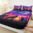 thumbnail image 3 of Manfei Wild Wolves Twin Sheet Sets,Colorful Sky Aurora Twin Fitted Sheet,Watercolor Ink Painting Flat Sheet For Boys Kids,Super Cozy Room Decor,3 Pieces, 3 of 7