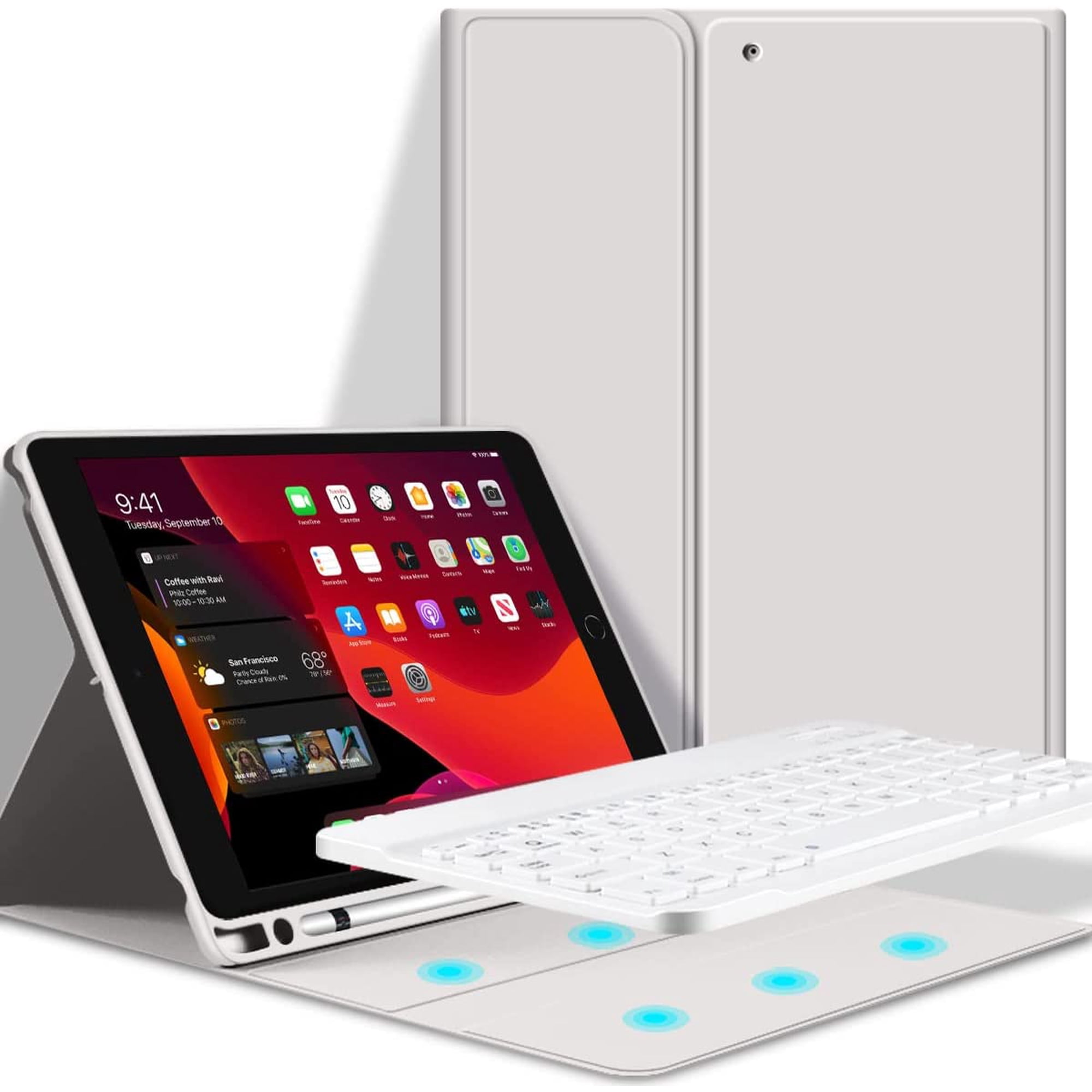 Clavier pour iPad 10Ème Génération, 360° Flip Clavier sans Fil Bluetooth avec Multi-Touch Trackpad & éclairage Coloré à 7 Couleurs - Informatique