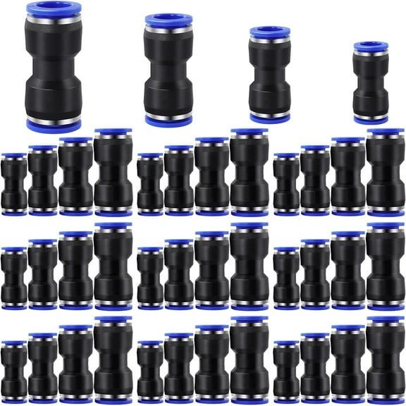 40Pcs Straight Push Connectors,Quick Release Pneumatic Connectors Air Line Fittings,6/8/10/12 mm Plastic Push to Connect Fittings for 1/4 5/16 3/8 1/2 Tube